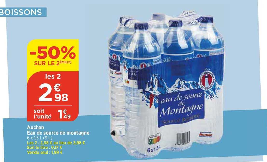 Auchan Eau De Source De Montagne
