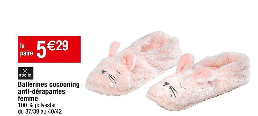 ballerines cocooning anti-dérapantes femme apollo