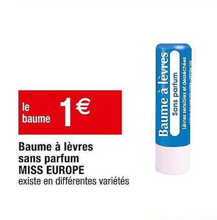 baume a levres sans parfum miss  europe