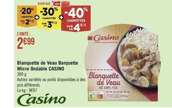 blanquette de veau barquette micro ondable casino