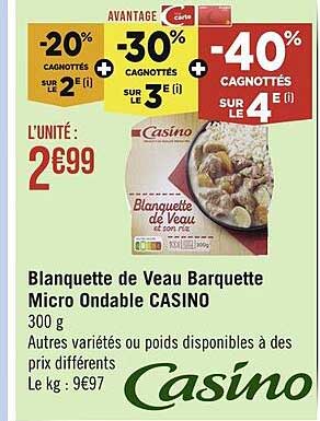 blanquette de veau barquette micro ondable casino