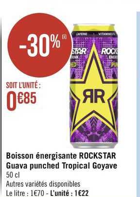 boisson énergisante rockstar guava punched tropical goyave