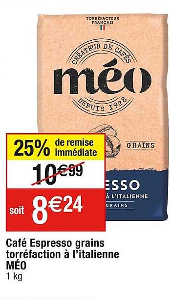 cafe espresso grains terrefaction  a l'italienne meo