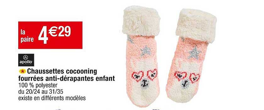 chaussettes cocooning fourrées anti-dérapantes enfant