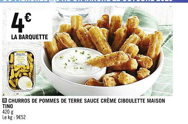 Churros De Pommes De Terre Sauce Crème Ciboulette Maison Tino