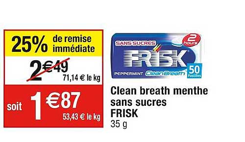 clean  breath  menthe sans sucres frisk