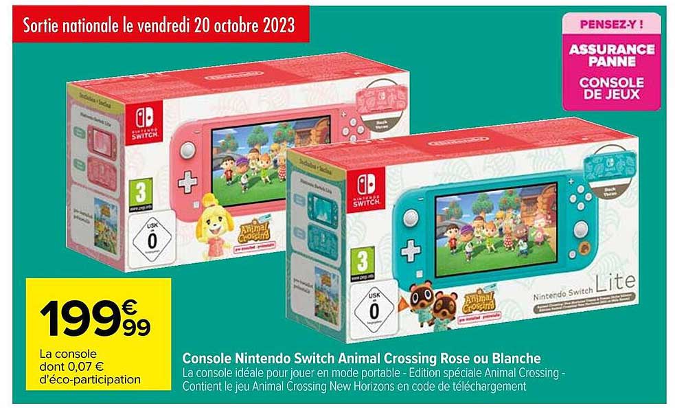 console nintendo switch animal crossing rose ou blanche