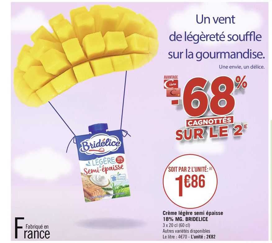 crème légère semi épaisse 18% mg bridélice