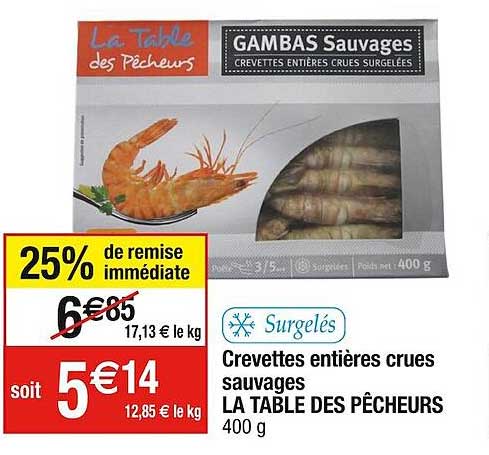 crevettes entieres crues sauvages la table des pecheurs
