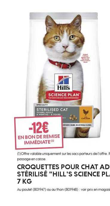 croquettes pour chat adulte stérilisé "hill's science plan" 7 kg