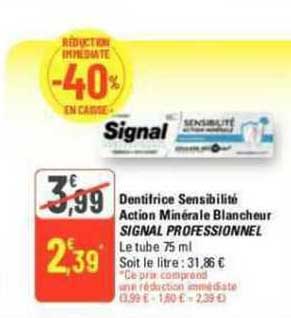 Dentifrice Sensibilité Action Minérale Blancheur Signal Professionnel