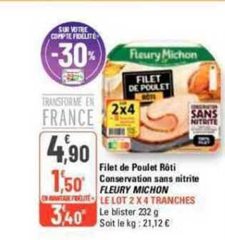 filet de poulet rôti conservation sans nitrite fleury michon