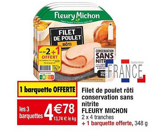 filet de poulet roti coservation sans nitrite fleury michon
