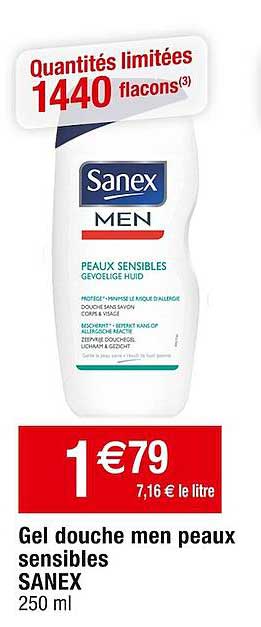 Gel Douche Men Peaux Sensibles Sanex