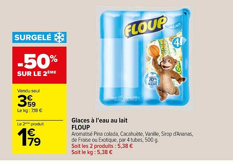 glaces a l'eau au lait floup