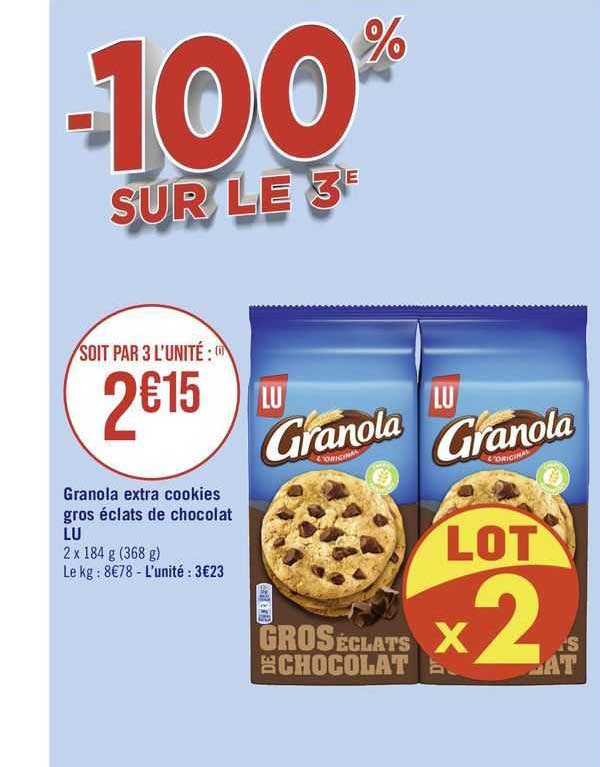 Granola Extra Cookies Gros éclats De Chocolat Lu