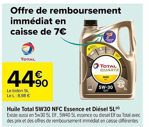 huile total 5w30 nfc essence et diésel 5l