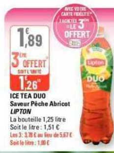 Ice Tea Duo Saveur Pêche Abricot Lipton