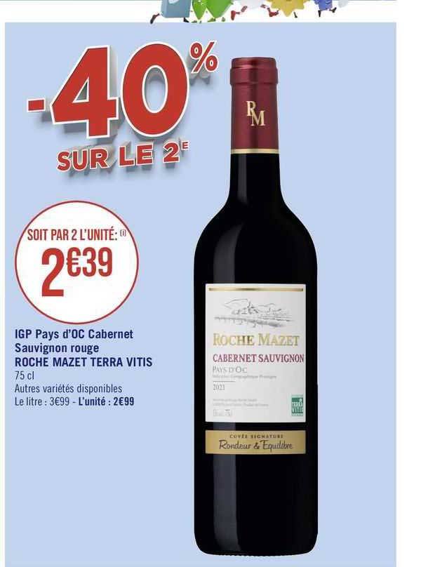 igp pays d'oc cabernet sauvignon rouge roche mazet terra vitis