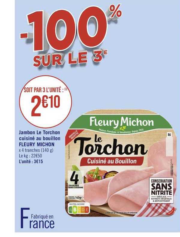 jambon le torchon cuisiné au bouillon fleury michon