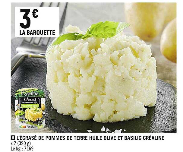 L'écrasé De Pommes De Terre Huile Olive Et Basilic Créaline