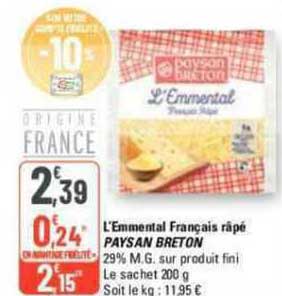 l'emmental français râpé paysan breton