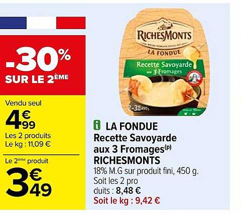 la fondue recette savoyarde aux  3 fromages  richesmonts