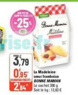 la madeleine cœur framboise bonne maman