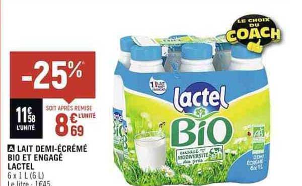 lait demi-écrémé bio et engagé lactel