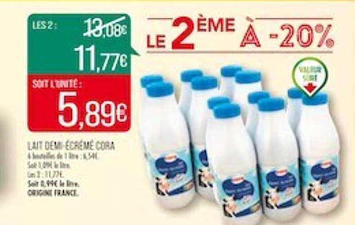lait demi-écrémé cora