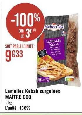 lamelles kebab surgelées maître coq