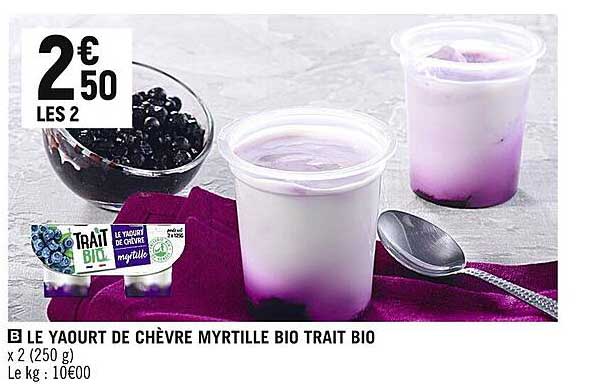 le yaourt de chèvre myrtille bio trait bio