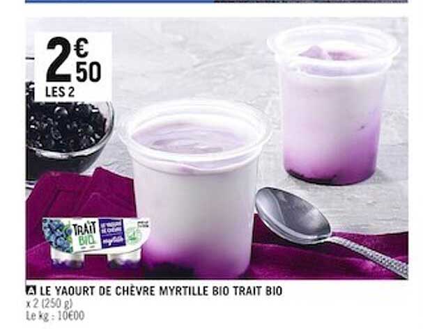 le yaourt de chèvre myrtille bio trait bio