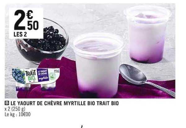 le yaourt de chèvre myrtille bio trait bio