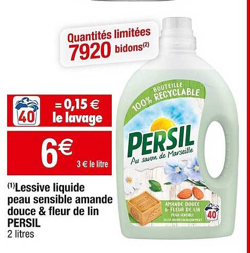 lessive liquide peau sensible amande douce & fleur de lin persil