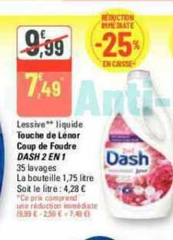 lessive liquide touche de lénor coup de foudre dash 2 en 1
