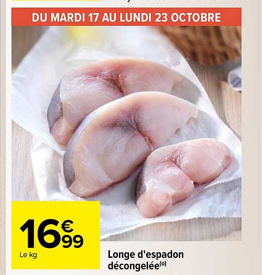 longe  d'espadon decongelee