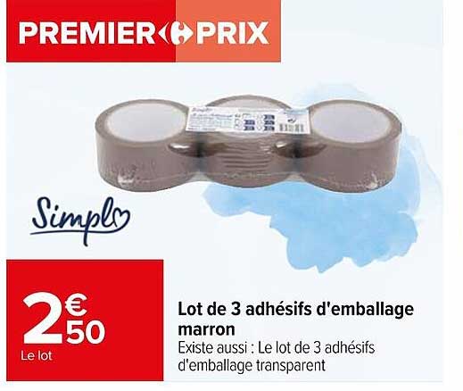 lot de 3 adhésifs d'emballage marron simpl