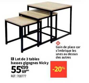 Lot De 3 Tables Basses Gigognes Nicky