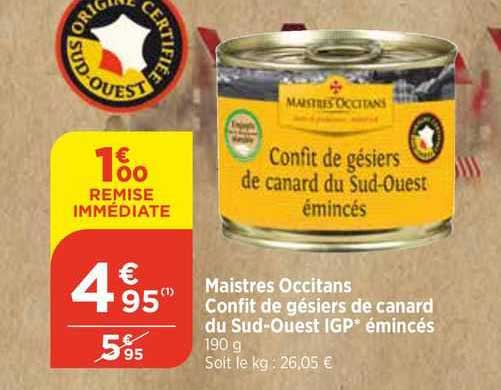 maistres occitans confit de gésiers de canard du sud-ouest igp émincés
