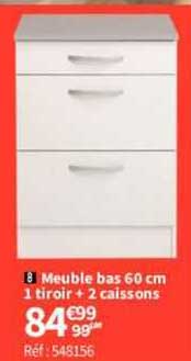 meuble bas 60 cm 1 tiroir + 2 caissons