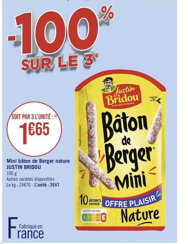 Mini Bâton De Berger Nature Justin Bridou