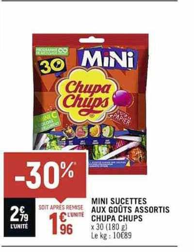 mini sucettes aux gouts assortis chupa chups