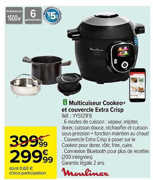 Multicuiseur Cookeo+ Et Couvercle Extra Crisp Moulinex