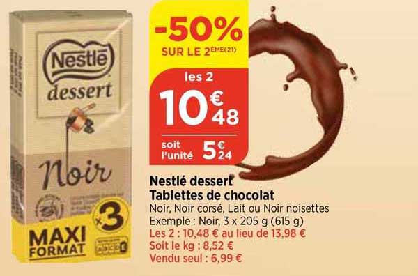 Nestlé Dessert Tablettes De Chocolat