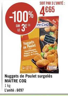 nuggets de poulet surgelés maître coq
