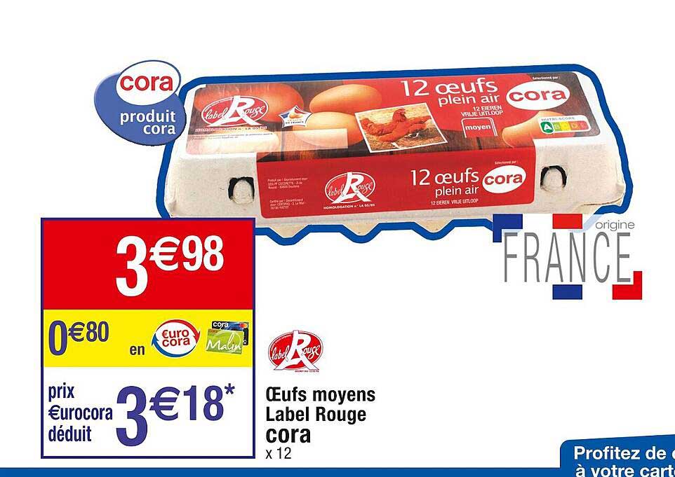 œufs moyens label rouge cora