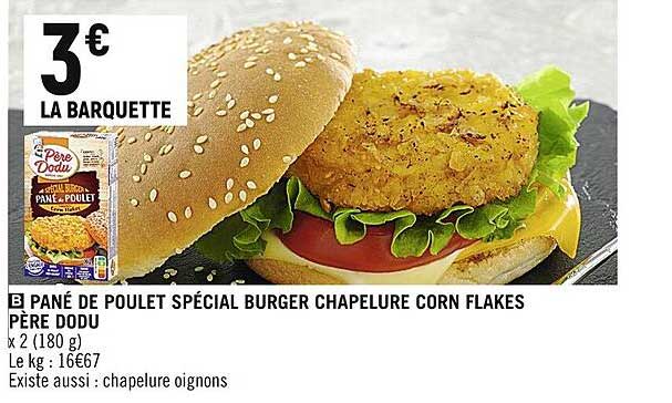 pané de poulet spécial burger chapelure corn flakes père dodu