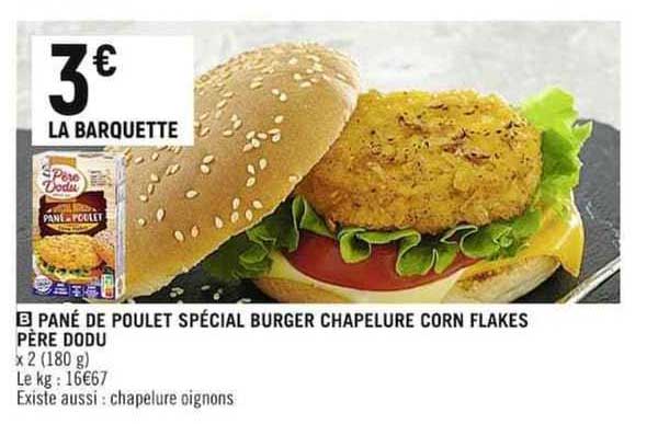 pané de poulet spécial burger chapelure corn flakes père dodu