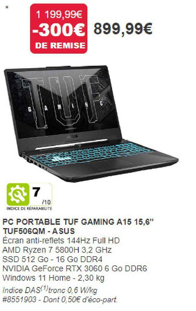 pc portable tuf gaming a15 15,6" tuf506qm - asus